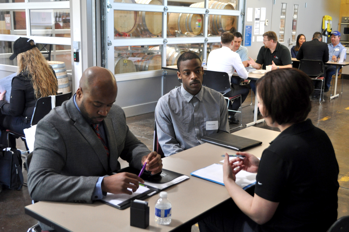 Student attending aviation hiring event 