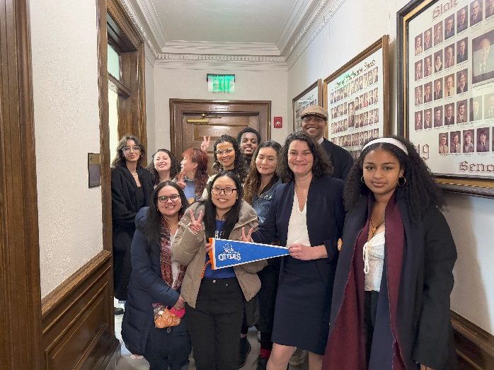 South Seattle College students pose with Senator Emily Alvarado