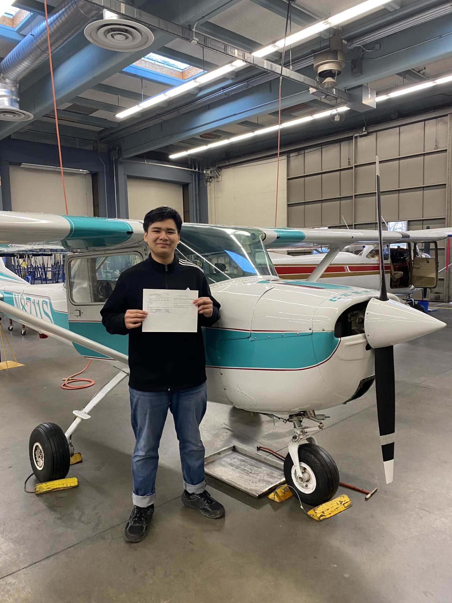 Student Aaron Jay standing in Hangar 2 at South Seattle College