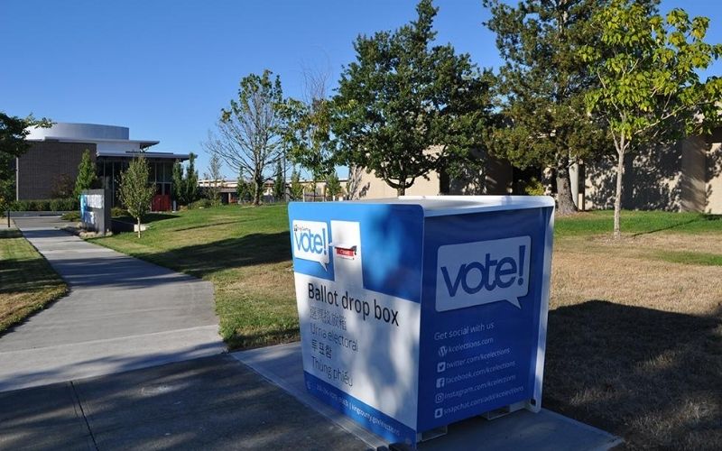 Ballot box outside the Robert Smith Building 