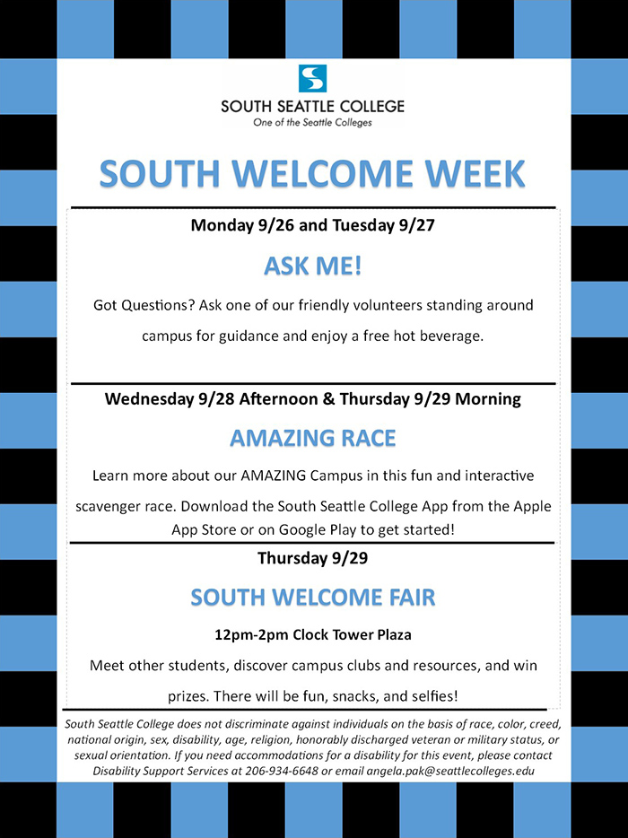 Welcome Week Schedule 